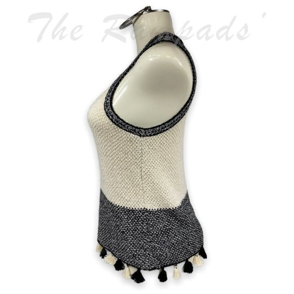Mango Casual Knitted Sleeveless Top with Pom Poms Size Small - Picture 5 of 9